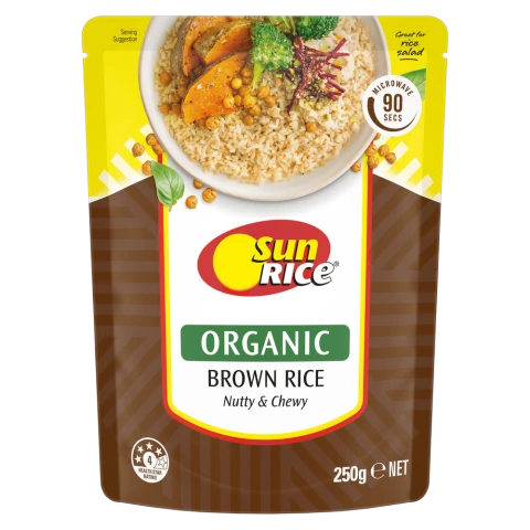 SunRice Microwave Organic Brown Rice Pouch