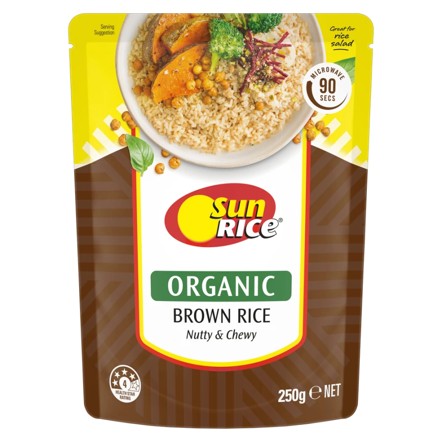 SunRice Microwave Organic Brown Rice Pouch
