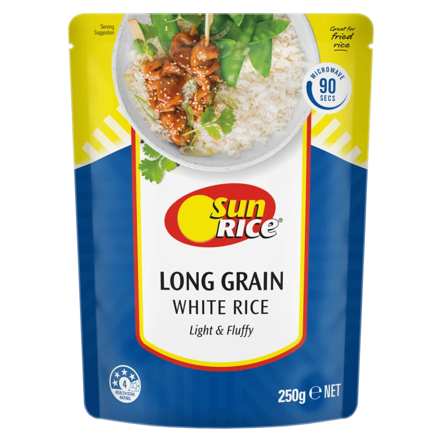 SunRice Microwave Long Grain White Rice Pouch