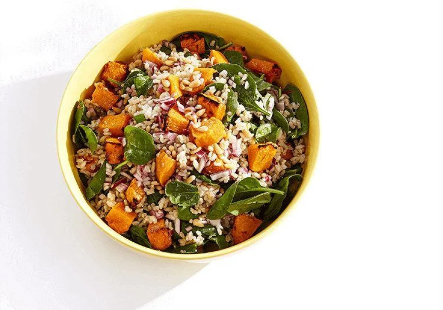 Poh's Brown Rice & Pumpkin Salad with Pine Nuts